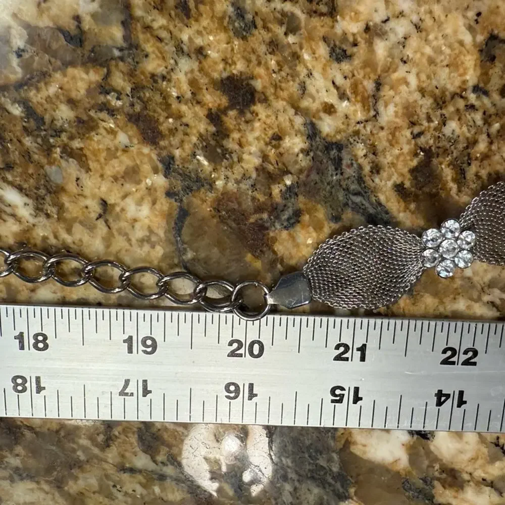 Vintage Mesh Belt with Rhinestone Trim
